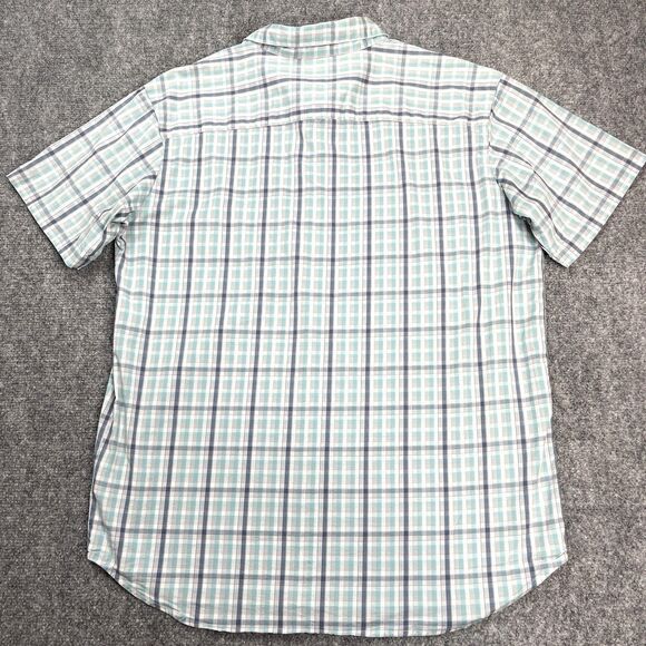 Columbia Shirt Mens Size Large Short Sleeve Button Front Blue Green Plaid - Picture 2 of 8